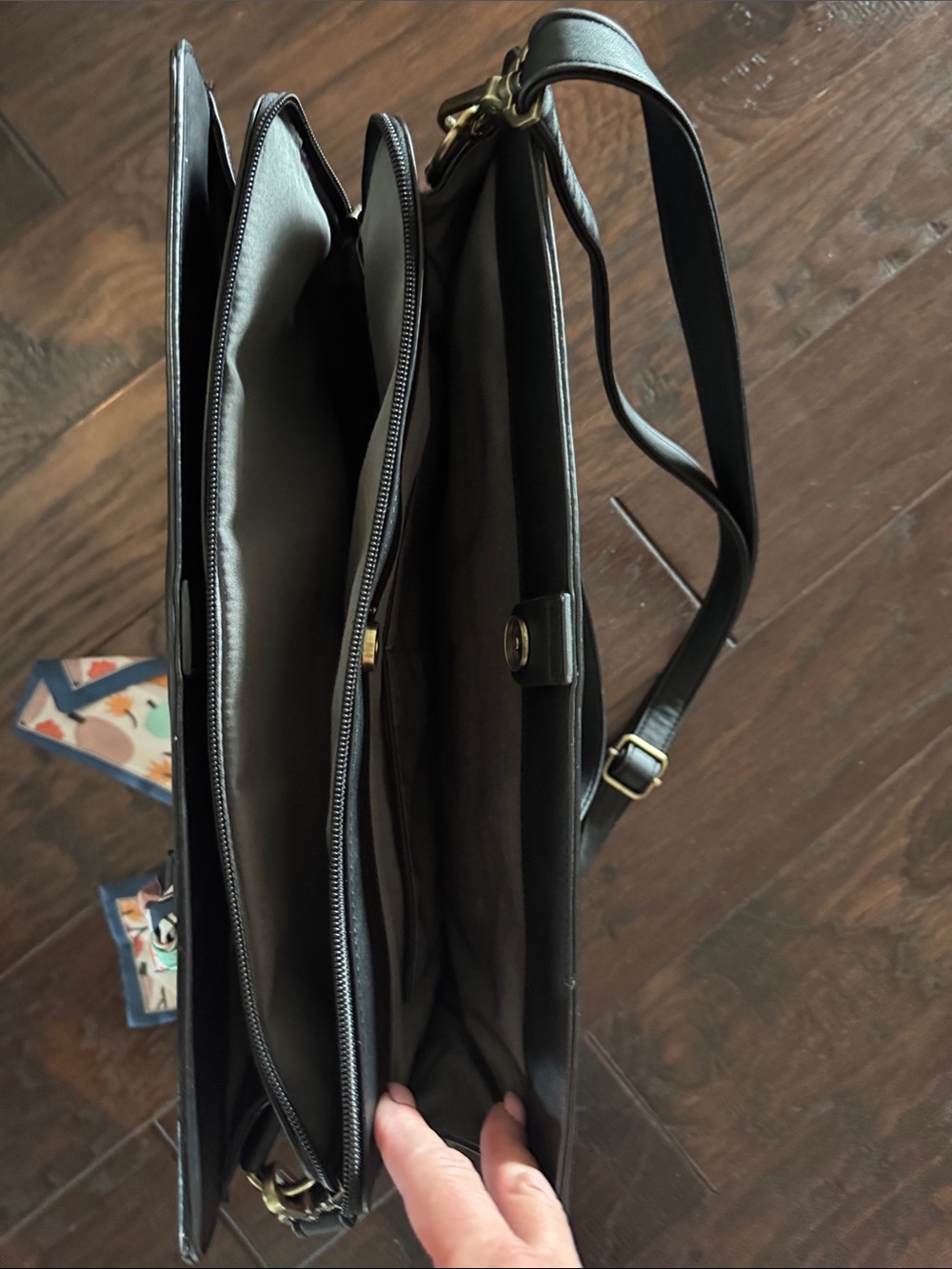 Black Structured Laptop Tote with Floral Accent Scarf - Picture 7 of 8